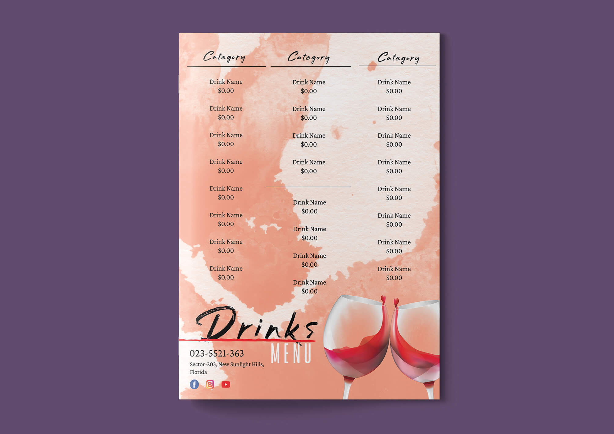 Drinks menu design