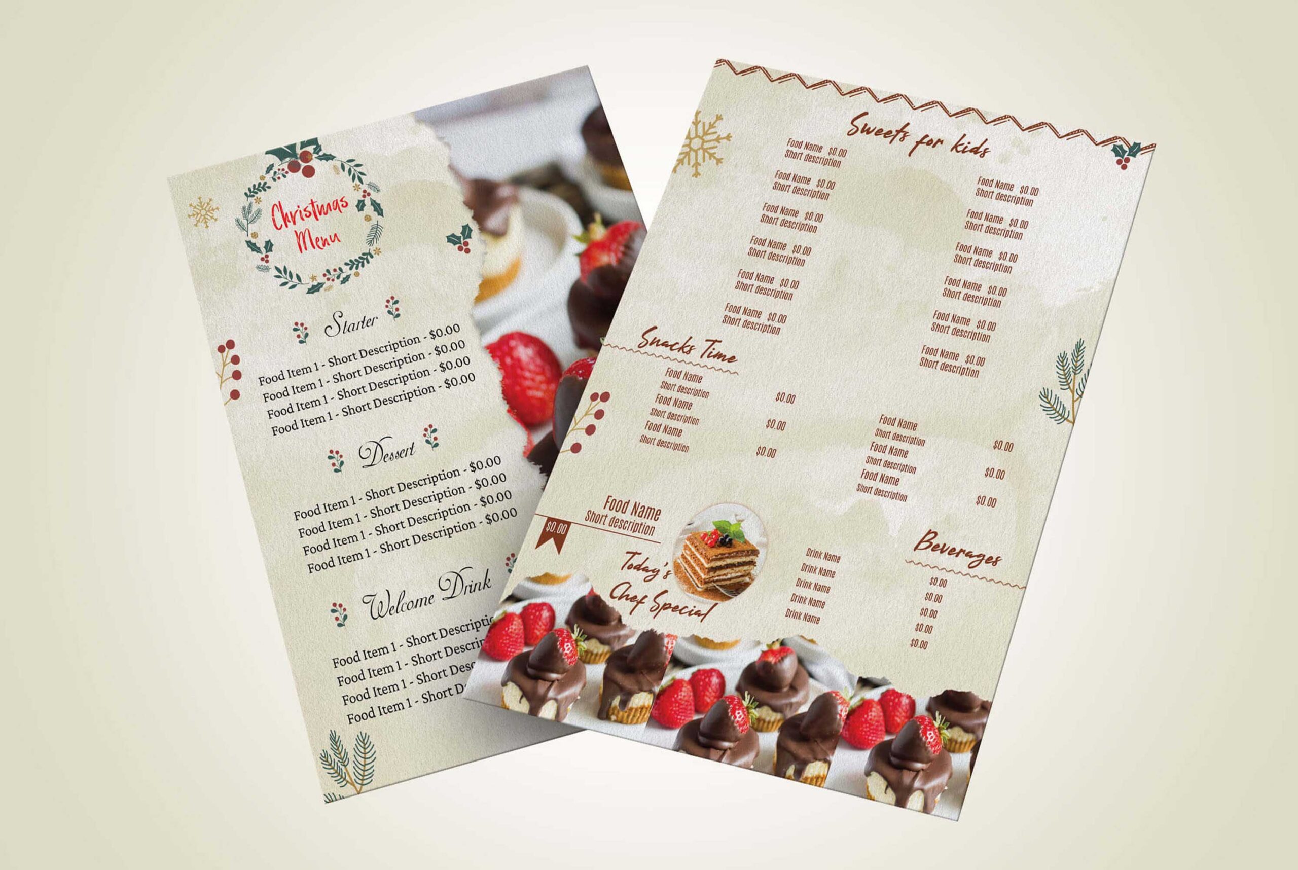 Holiday Food Design Menu