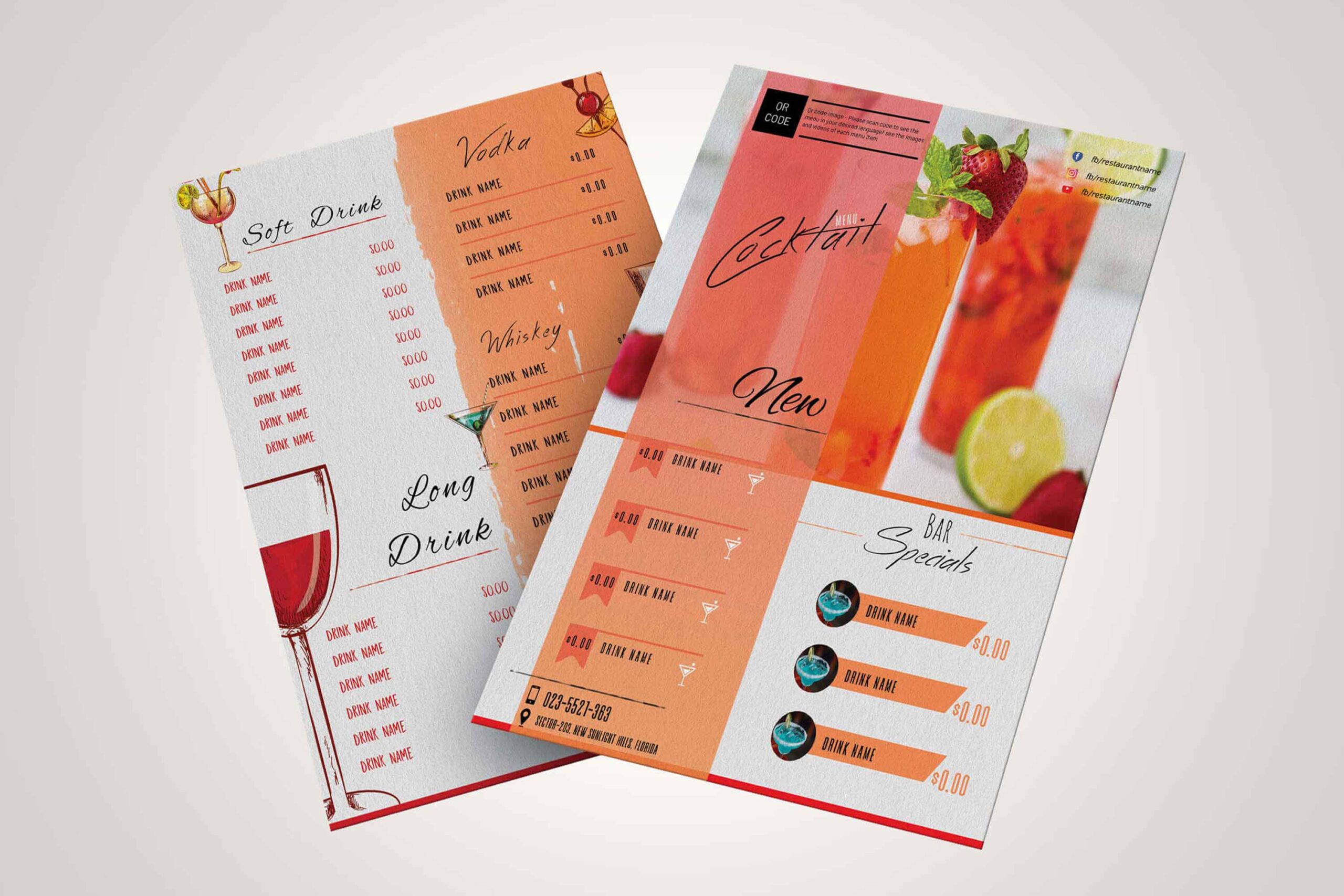 Drinks menu design