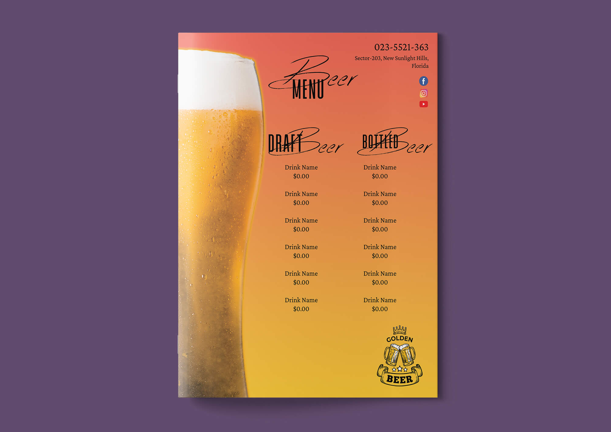 Beer menu design