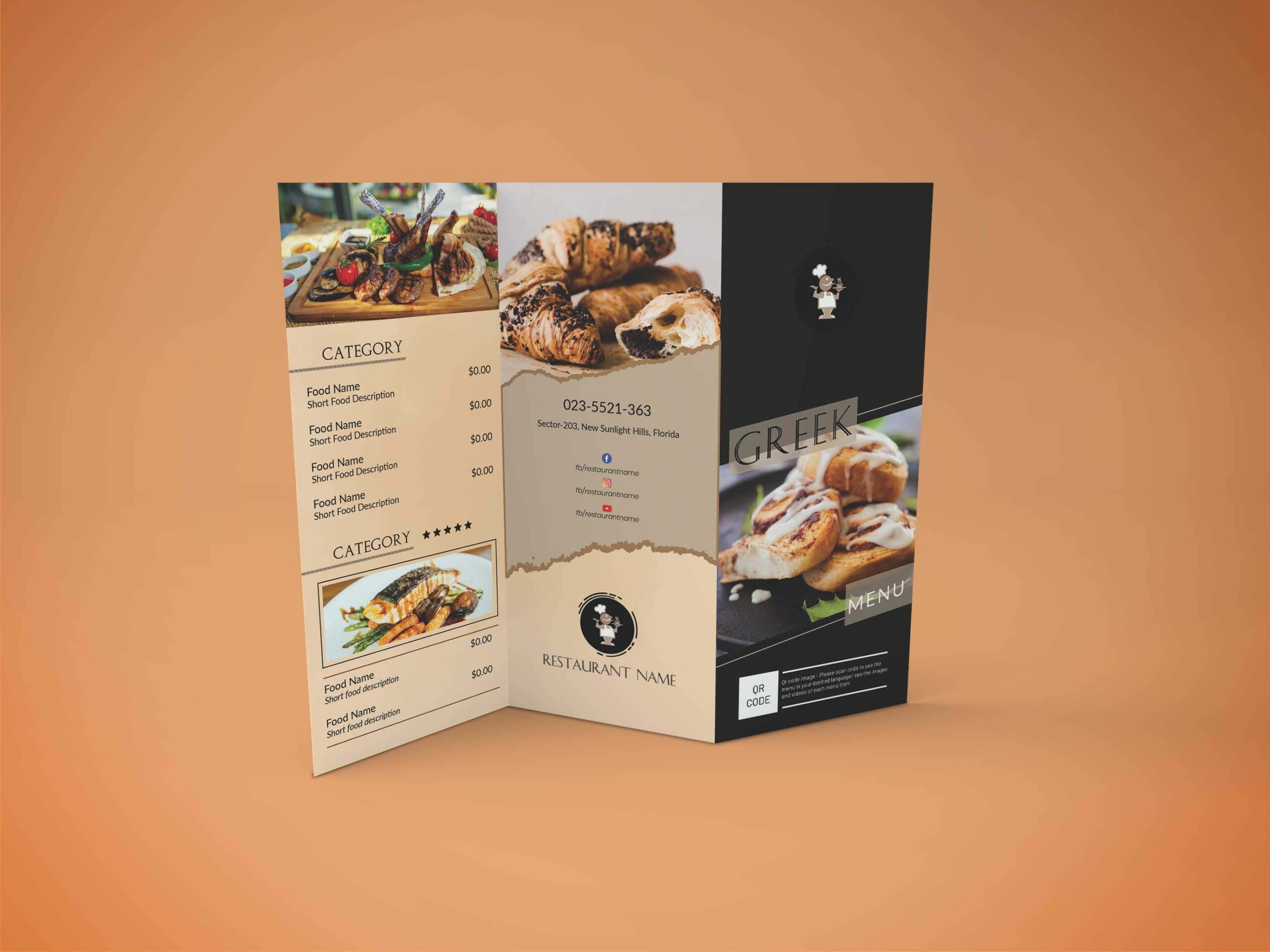 Greek food menu design