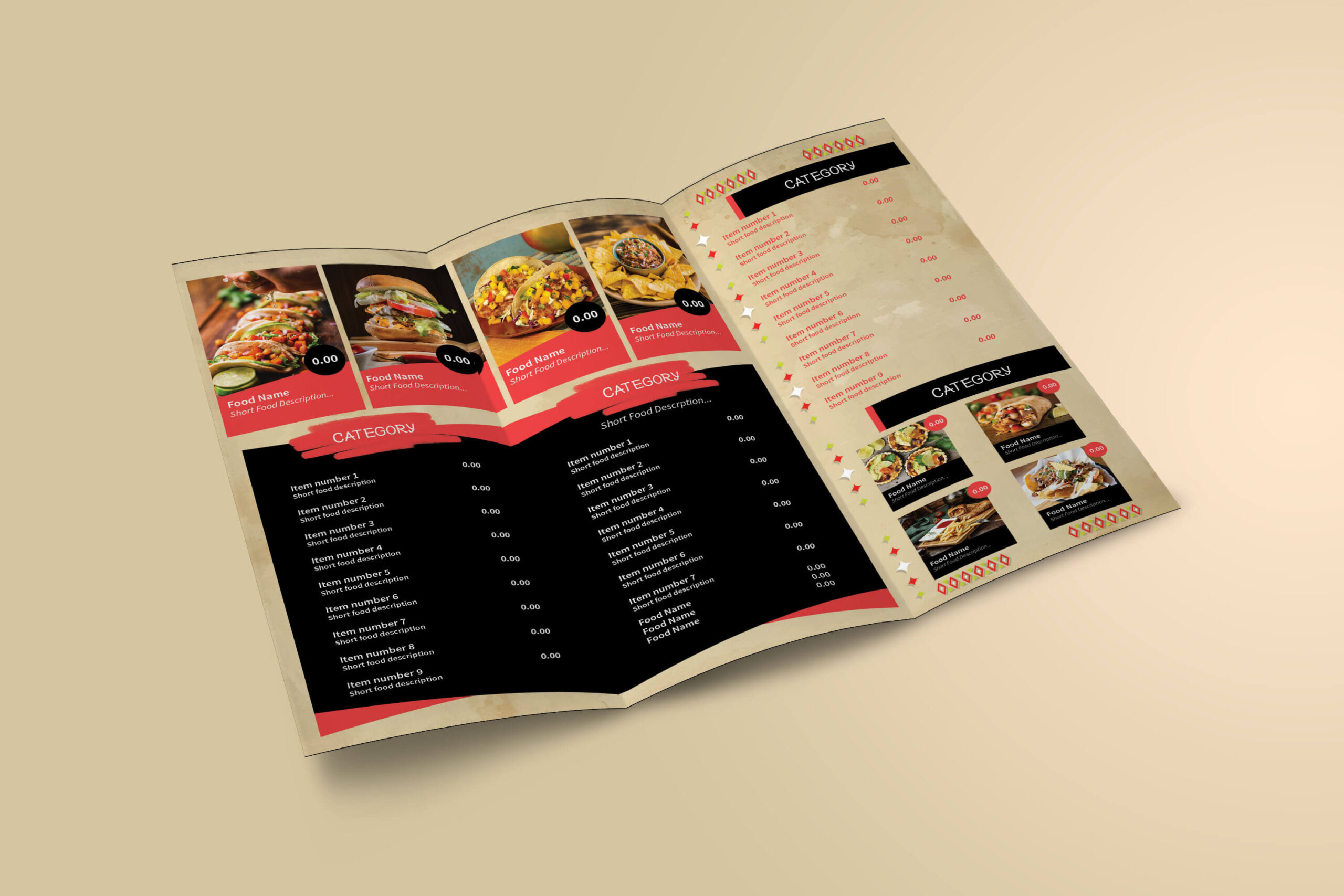 Mexican food menu design