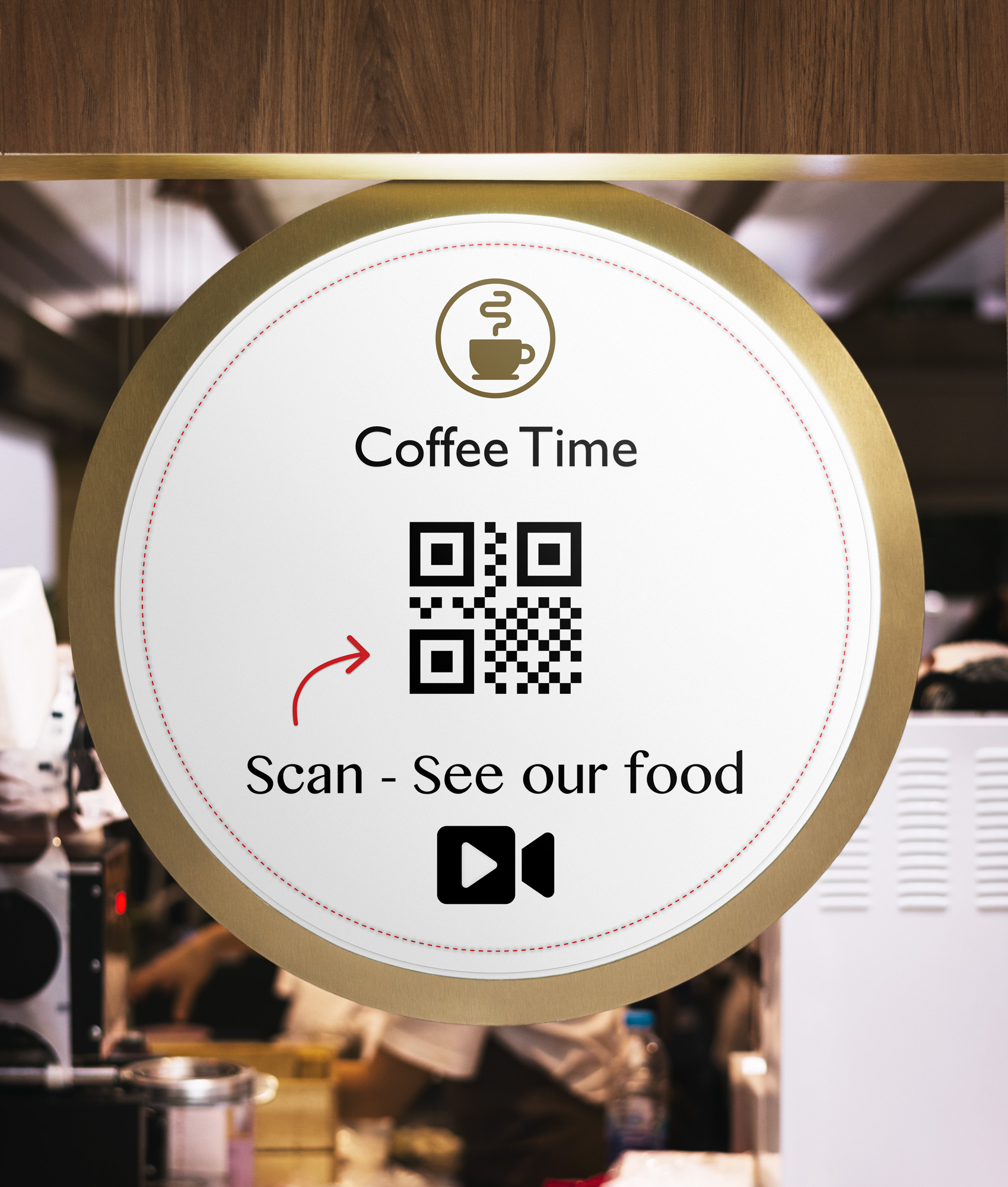 Round outdoors Qr video ad sign