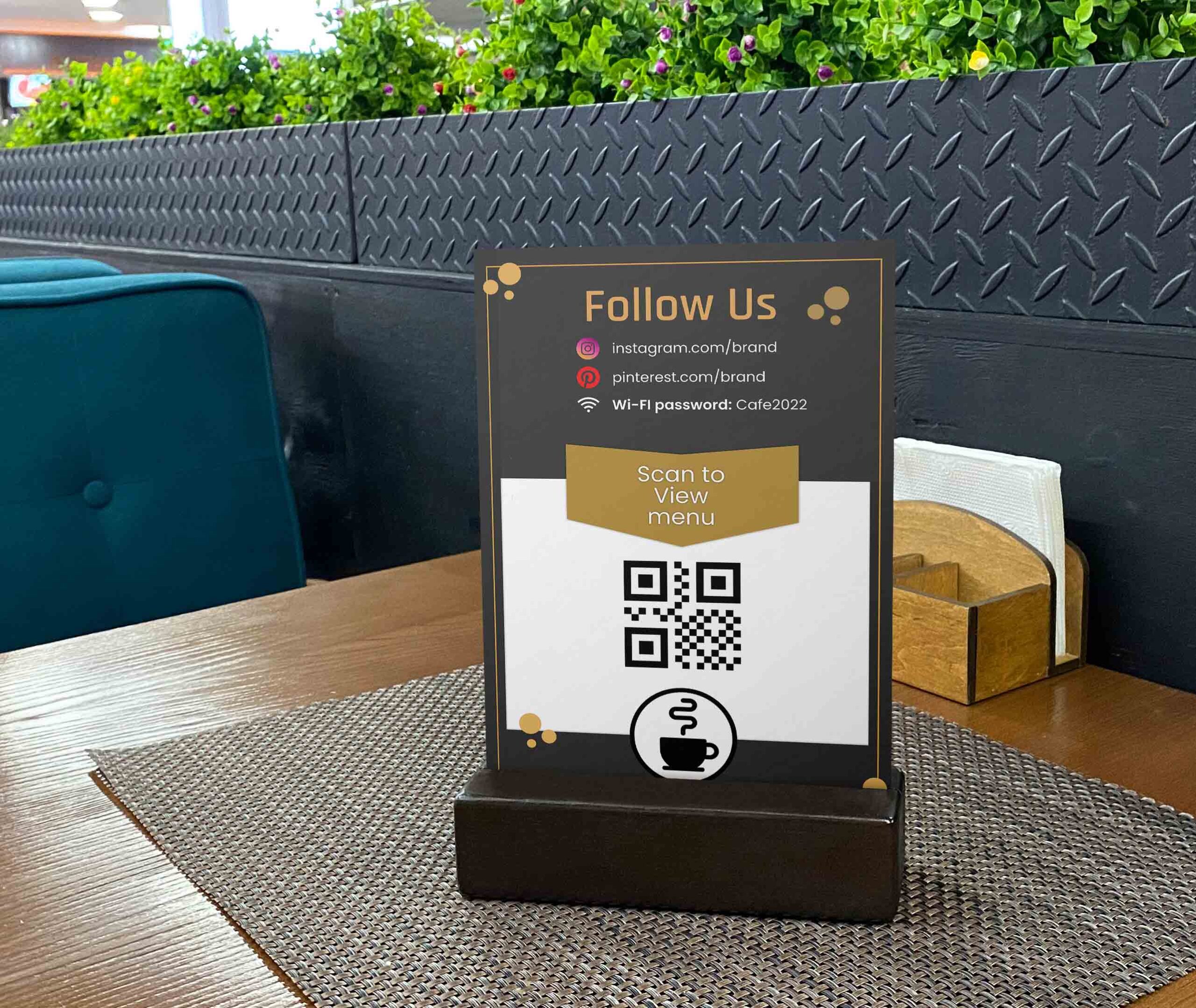 Table top qr menu sign